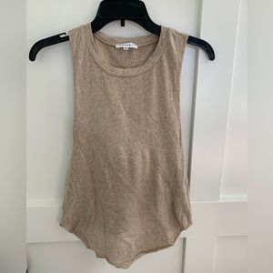Aritzia Community dropped armhole muscle tank in size XS, beige colour.